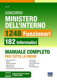 CONCORSO MINISTERO DELL\'INTERNO 1248 FUNZIONARI 182 FUNZIONARI INFORMATICI MANUALE COMPLETO