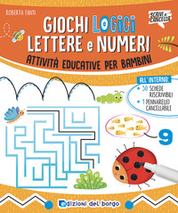 GIOCHI LOGICI LETTERE E NUMERI - CON 50 SCHEDE RISCRIVIBILI CON PENNARELLO CANCELLABILE