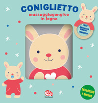 CONIGLIETTO - LIBRI STOFFA CON MASSAGGIAGENGIVE LEGNO