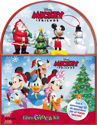 NATALE MICKEY & FRIENDS LIBRO GIOCA KIT CON 4 PERSONAGGI IN 3D CON SCENARIO