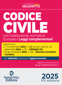 CODICE CIVILE 2025 CON COSTITUZIONE NORMATIVA EUROPEA E LEGGI COMPLEMENTARI