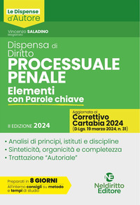 DISPENSA DI DIRITTO PROCESSUALE PENALE 2024 - ELEMENTI CON PAROLE CHIAVE