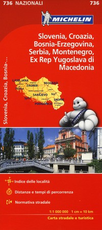 SLOVENIA CROAZIA BOSNIA ERZEGOVINA SERBIA MONTENEGRO EX REP. YUGOSLAVA DI MACEDONIA 1:1.000.000