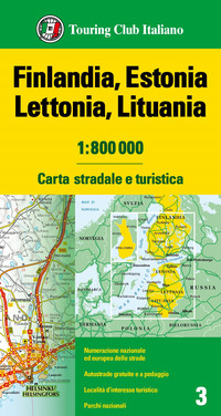 FINLANDIA ESTONIA LETTONIA LITUANIA 1:800.000 CARTA STRADALE E TURISTICA