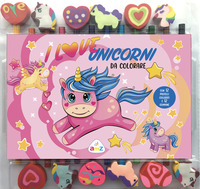 I LOVE UNICORNI DA COLORAR - CON 12 PASTELLI COLORATI E GOMMINE