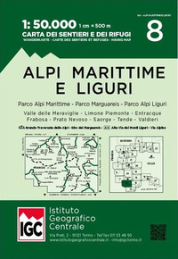 ALPI MARITTIME E LIGURI 1:50.000 - CARTA DEI SENTIERI E DEI RIFUGI 8