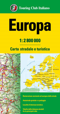 EUROPA 1:2.800.000 CARTA STRADALE E TURISTICA