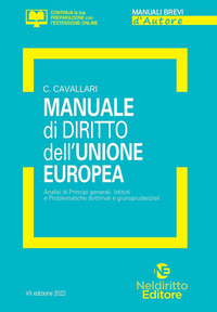 MANUALE DI DIRITTO DELL\'UNIONE EUROPEA - ANALISI DI PRINCIPI GENERALI ISTITUTI E PROBLEMATICHE di CAVALLARI CHIARA