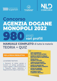 CONCORSO AGENZIA DOGANE MONOPOLI 2022 - 980 POSTI VARI PROFILI MANUALE COMPLETO PER LA PROVA