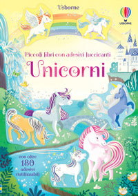 Piccoli libri con adesivi luccicanti unicorni 