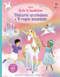 Vesto le bamboline unicorni arcobaleno e il regno incantato con adesivi 