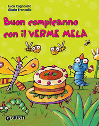 Buon compleanno con il verme mela 