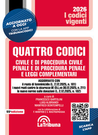 Quattro codici 2026 civile e di procedura civile penale e di procedura penale e leggi complementari 