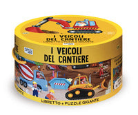 Veicoli del cantiere - puzzle box rotonda 