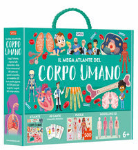 Mega atlante del corpo umano + 40 carte + puzzle + modellino 3d 