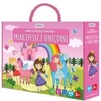 Principesse e unicorni libro e puzzle fantasy 