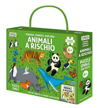 Animali a rischio - viaggia conosci esplora con puzzle con poster 