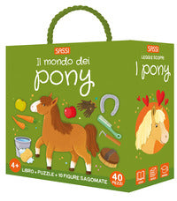 Mondo dei pony - q-box a colori con 10 figurine sagomate con puzzle 
