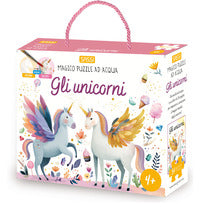Unicorni - magico puzzle ad acqua con pennello con puzzle da 54 pezzi 