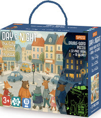 The city la citta' la ville.puzzle day & night con 40 pezzi con 10 sagome 