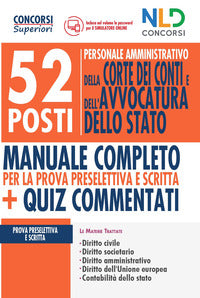 52 posti personale amministrativo della corte dei conti e dell'avvocatura dello stato 