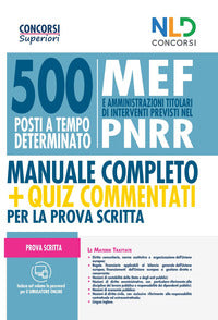 500 posti a tempo determinato mef e amministrazioni titolari di interventi previsti nel pnrr manual 