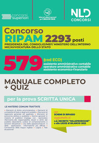 Concorso ripam 2293 posti mef 579 cod eco manuale completo + quiz 