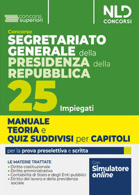 Concorso segretariato generale della presidenza della repubblica 25 impiegati - manuale e quiz 