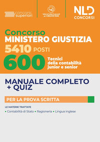 Concorso ministero giustizia 5410 600 posti tecnici della contabilita' junior e snior - manuale + 
