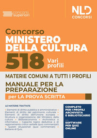 Concorso ministero della cultura 518 posti manuale completo + quiz on line 