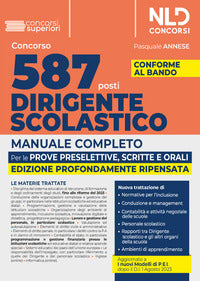 Concorso 587 posti dirigente scolastico. manuale completo per la prova preselettiva, scritta e o... 