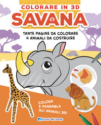 Savana - colorare in 3d + 4 animali da costruire 