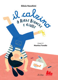 Calzino a righe bianche e gialle 