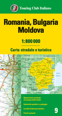 Romania bulgaria moldavia 1:800.000. carta stradale e turistica 