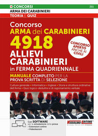 Concorso arma dei carabinieri 4918 allievi carabinieri in ferma quadriennale - manuale completo 