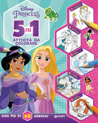 Princess 5 in 1 attivita' da colorare con adesivi 
