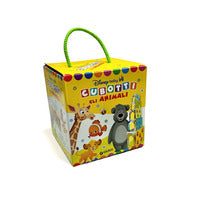 Cubotti disney baby - gli animali con 5 cubi impilabili con 5 figurine di cartone 