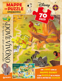 Dove vivono il re leone e altri amici animali - mappe in puzzle 