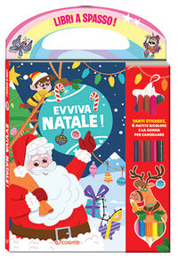 Evviva il natale - libri a spasso con gomma per cancellare e 6 matite bicolore 