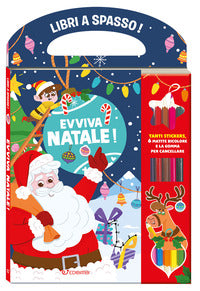 Evviva il natale - libri a spasso con gomma per cancellare e 6 matite bicolore 