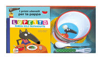 Lupetto mangia solo pastasciutta + piatto + scodella + forchetta + cucchiaio 