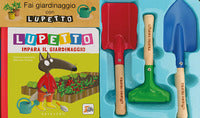 Fai giardinaggio con lupetto con 3 utensili da giardinaggio 