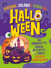 Disegno coloro e gioco ad halloween - con cornicette giochi attivita' e tanti adesivi 