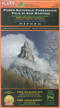Parco naturale di paneveggio. pale di san martino. rete sentieri ufficiali del parco. percorsi t... 