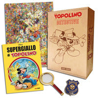 Topolino detective - box in legno con lente d'ingrandimento 