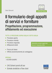 Formulario degli appalti di servizi e forniture - progettazione programmazione affidamento ed 