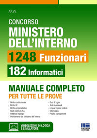 Concorso ministero dell'interno 1248 funzionari 182 funzionari informatici manuale completo 
