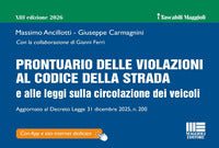 Prontuario delle violazioni al codice della strada 2026 e alle leggi sulla circolazione dei veicoli 