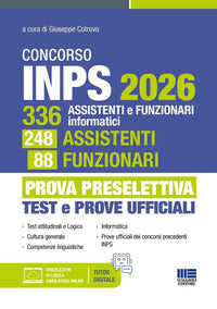 Concorso inps 2026 - 336 assistenti e funzionari informatici 248 assistenti 88 funzionari 