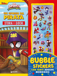 Spidey un giorno da pirata bubble stickers con tanti adesivi morbidosi 